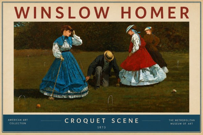 Winslow Homer Croquet Scene No2 - Plakat