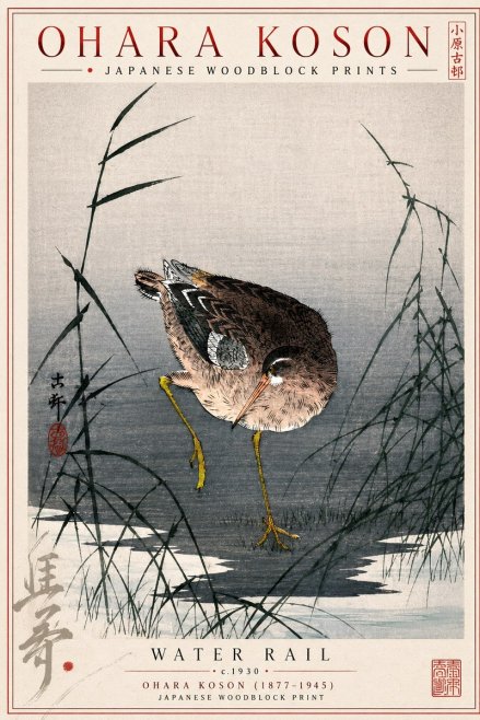 Ohara Koson Water Rail No4 - Plakat