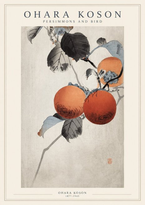Ohara Koson Persimmons and Bird No1 - Plakat