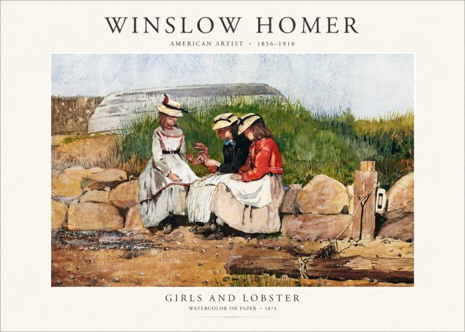 Winslow Homer Girls and Lobster No1 - Plakat