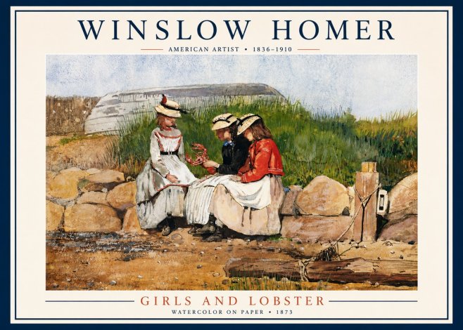 Winslow Homer Girls and Lobster No3 - Plakat