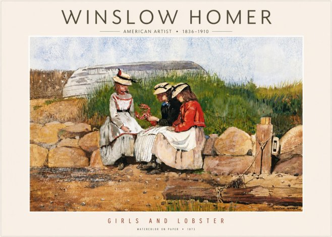 Winslow Homer Girls and Lobster No4 - Plakat