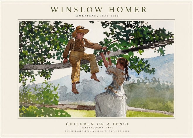 Winslow Homer Children on a Fence No1 - Plakat