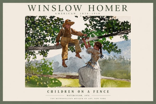Winslow Homer Children on a Fence No2 - Plakat