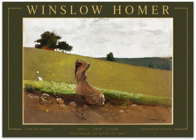 Winslow Homer A Girl in a Hillside No2 - Plakat