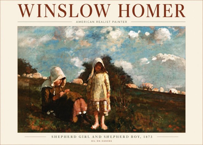 Winslow Homer Shepherd Girl and Shepherd Boy, 1873 No5 - Plakat