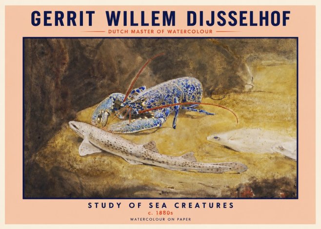 Gerrit Willem Dijsselhof Study of Sea Creatures No2 - Plakat