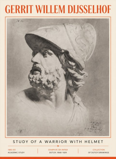 Gerrit Willem Dijsselhof Study of a Warrior with Helmet No5 - Plakat