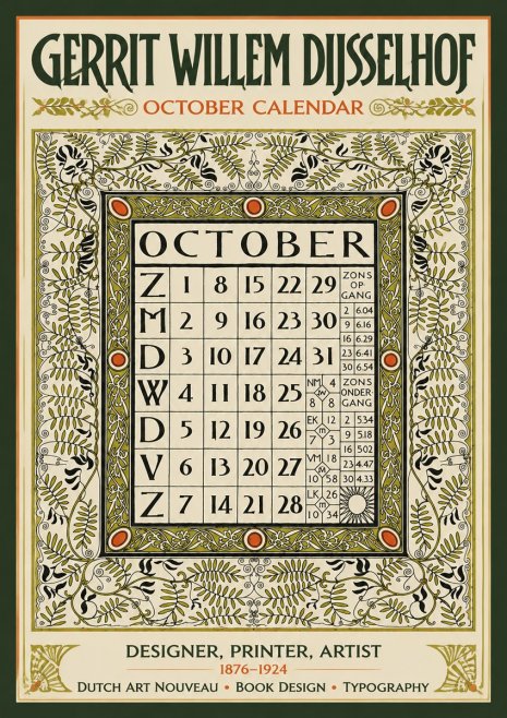 Gerrit Willem Dijsselhof October - Calendar Page No5 - Plakat