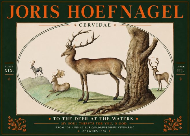 Joris Hoefnagel Deer at the Fountains No5 - Plakat