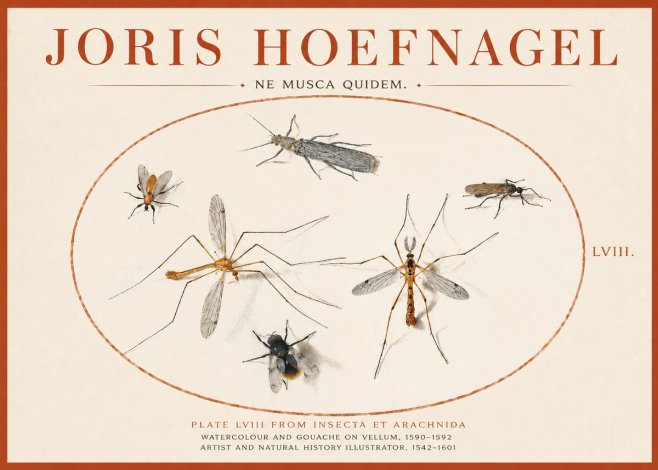 Joris Hoefnagel Plate Lviii from Insecta Et Arachnida No3 - Plakat