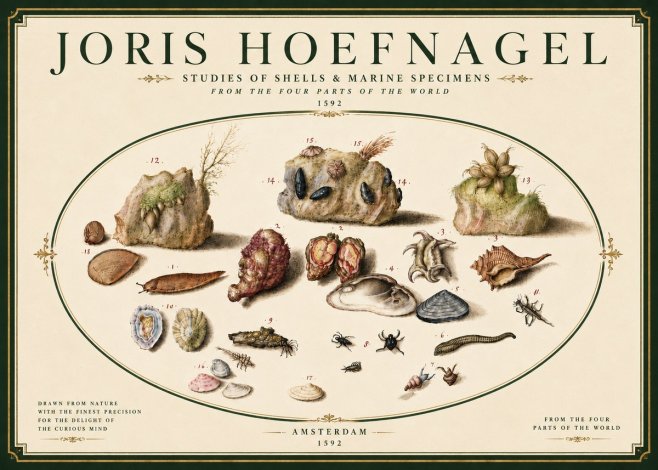 Joris Hoefnagel Studies of Shells & Marine Specimens No6 - Plakat