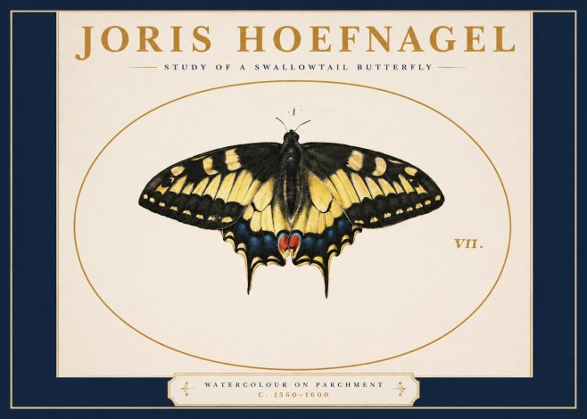 Joris Hoefnagel Study of a Swallowtail Butterfly No2 - Plakat