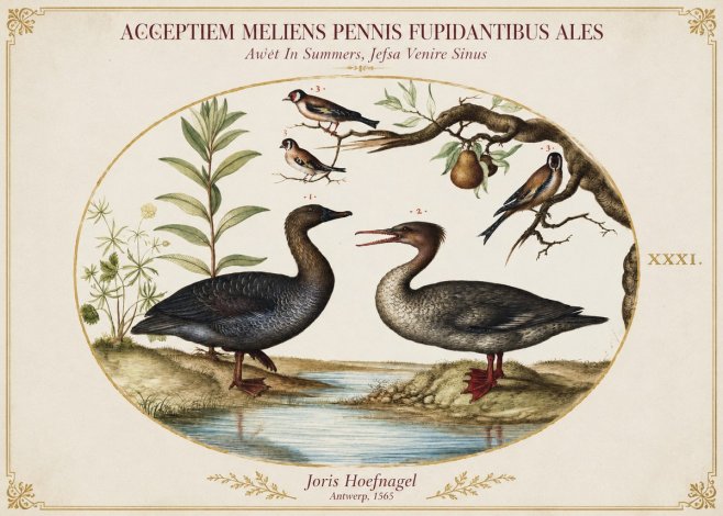 Joris Hoefnagel Acceptiem Meliens Pennis Fupidantibus Ales No1 - Plakat