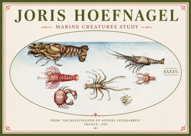 Joris Hoefnagel Studies of Crustaceans No5 - Plakat