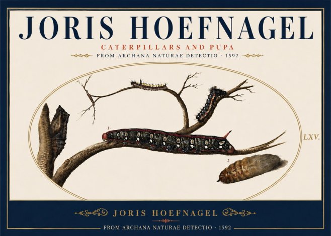 Joris Hoefnagel Caterpillars and Pupa No5 - Plakat