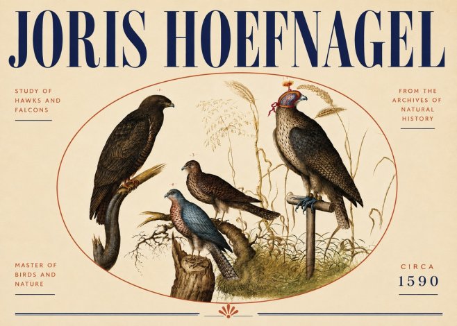Joris Hoefnagel Studies of Hawks and Falcons No5 - Plakat