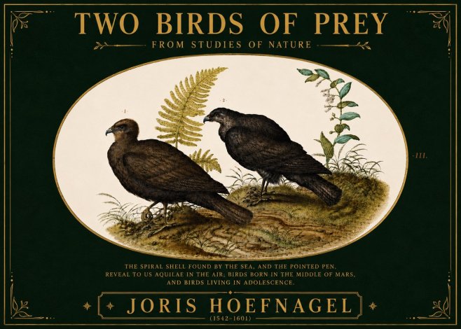Joris Hoefnagel Two Birds of Prey - from Studies of Nature No6 - Plakat