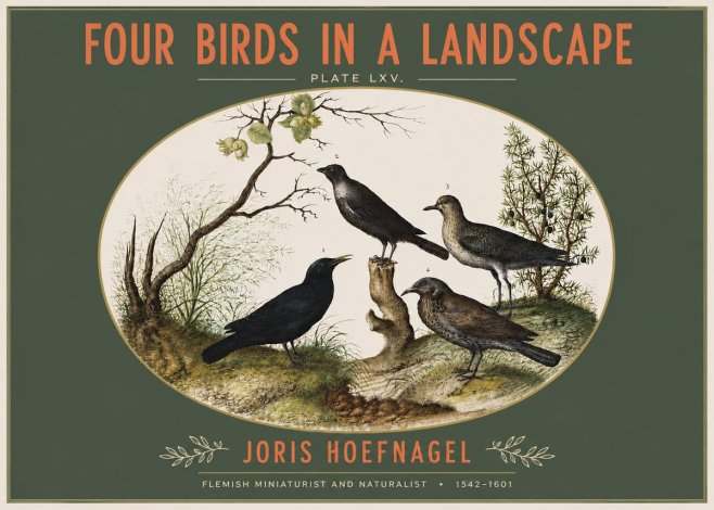 Joris Hoefnagel Four Birds in a Landscape No3 - Plakat
