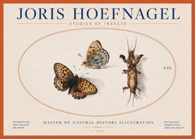 Joris Hoefnagel Studies of Insects Xii No3 - Plakat