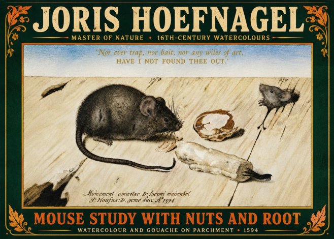 Joris Hoefnagel Mouse Study with Nuts and Root No6 - Plakat