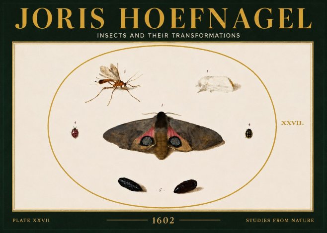 Joris Hoefnagel Insects and Their Transformations - Plate Xxvii No6 - Plakat
