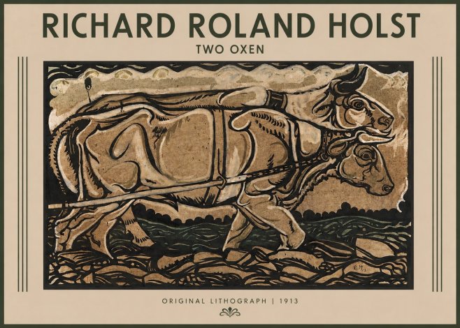 Richard Roland Holst Two Oxen No2 - Plakat