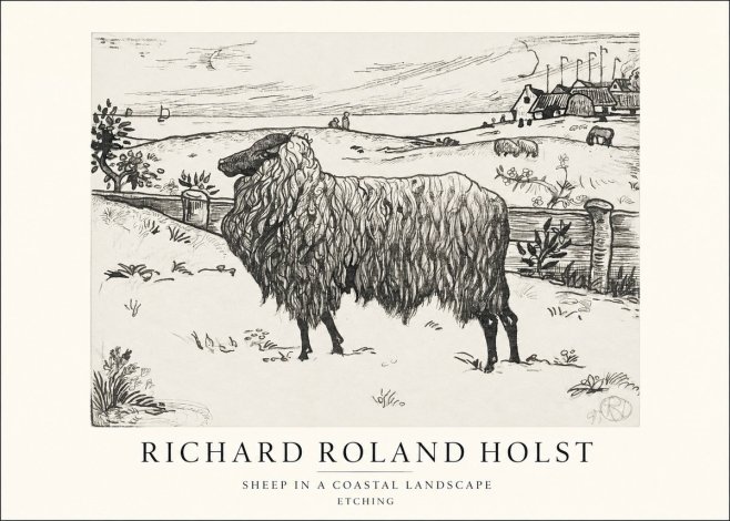 Richard Roland Holst Sheep in a Coastal Landscape No1 - Plakat