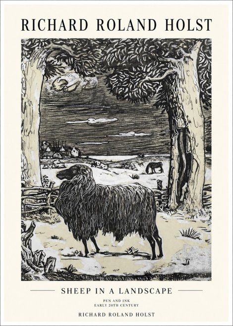 Richard Roland Holst Sheep in a Landscape No1 - Plakat