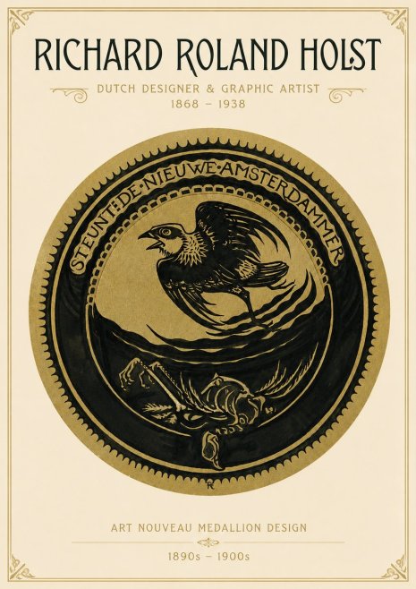 Richard Roland Holst Art Nouveau Medallion Design No3 - Plakat