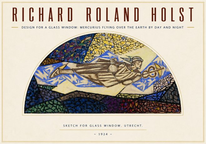 Richard Roland Holst Design for a Glass Window: Mercurius Flying over the Earth by Day and Night No3 - Plakat