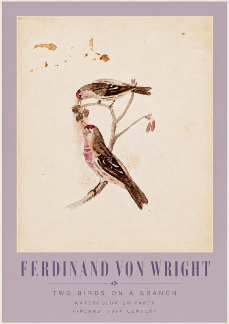 Ferdinand von Wright Two Birds on a Branch No6 - Plakat