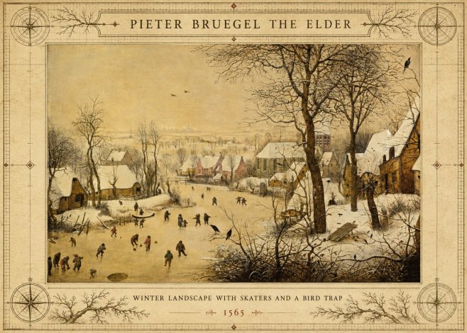 Pieter Bruegel Winter Landscape with Skaters and a Bird Trap No3 - Plakat