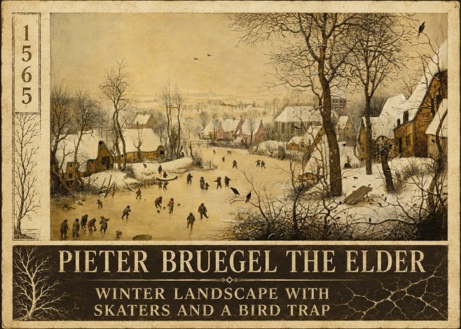 Pieter Bruegel Winter Landscape with Skaters and a Bird Trap No6 - Plakat