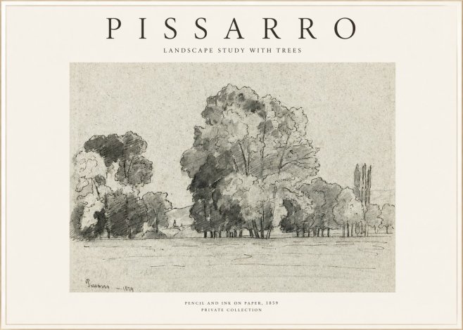 Pissarro Landscape Study with Trees No1 - Plakat