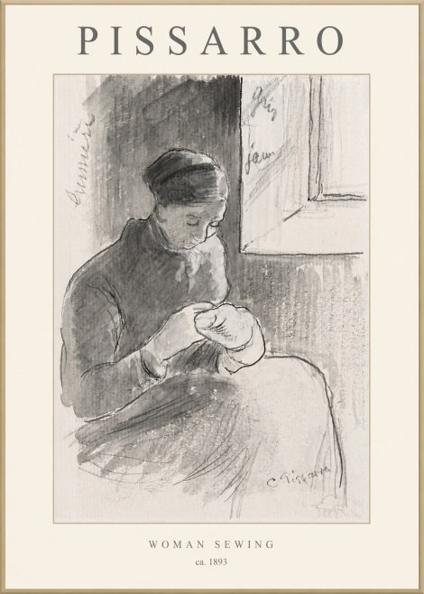 Pissarro Woman Sewing No1 - Plakat