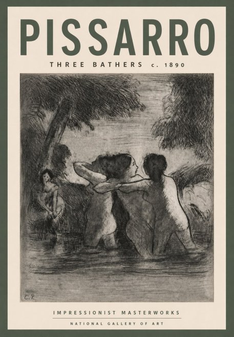 Pissarro Three Bathers No3 - Plakat