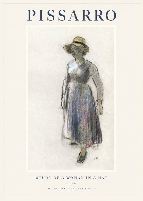 Pissarro Study of a Woman in a Hat No1 - Plakat