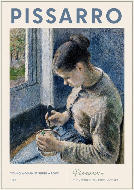 Pissarro Young Woman Stirring a Bowl No2 - Plakat