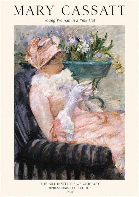 Mary Cassatt Young Woman in a Pink Hat No1 - Plakat