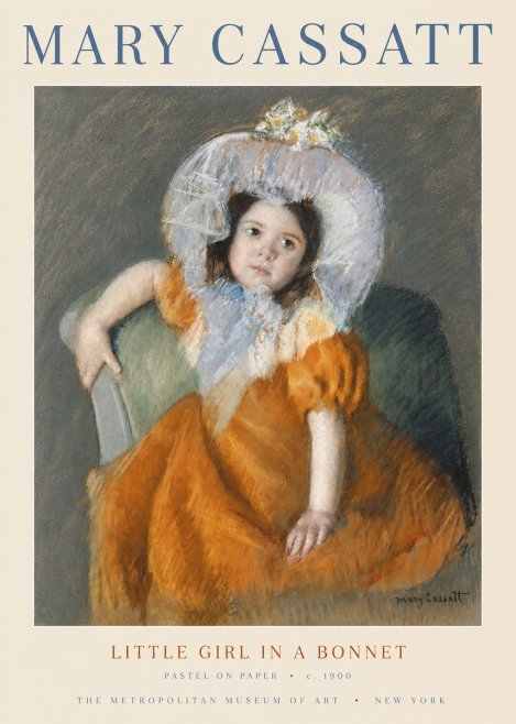 Mary Cassatt Little Girl in a Bonnet No4 - Plakat