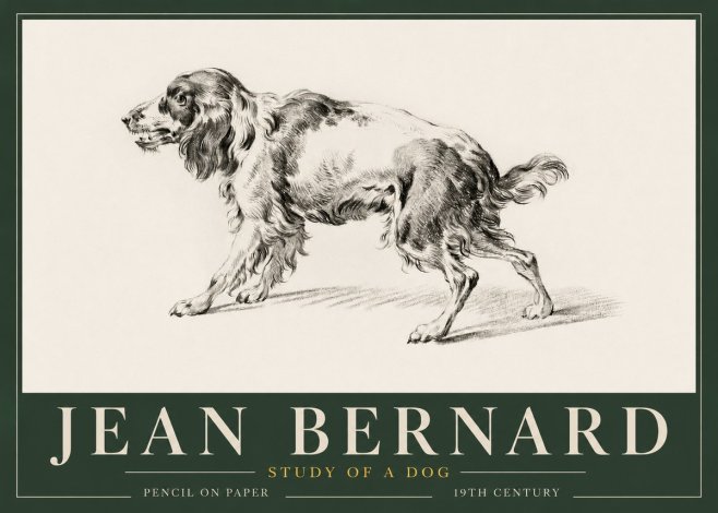 Jean Bernard Study of a Dog V No3 - Plakat