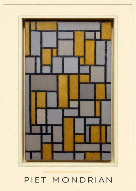Piet Mondrian Composition in Grey and Yellow No4 - Plakat