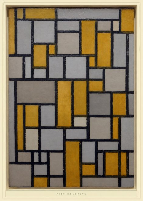 Piet Mondrian Composition in Grey and Yellow No6 - Plakat