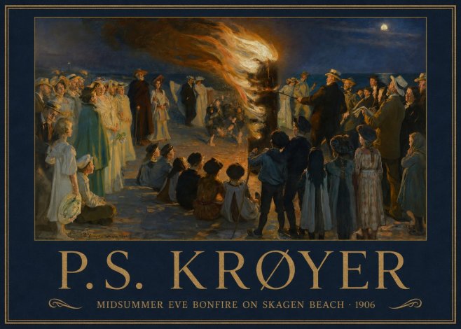 P.S. Krøyer Midsummer Eve Bonfire on Skagen Beach · 1906 No1 - Plakat