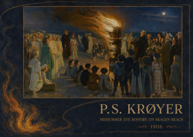 P.S. Krøyer Midsummer Eve Bonfire on Skagen Beach · 1906 No2 - Plakat