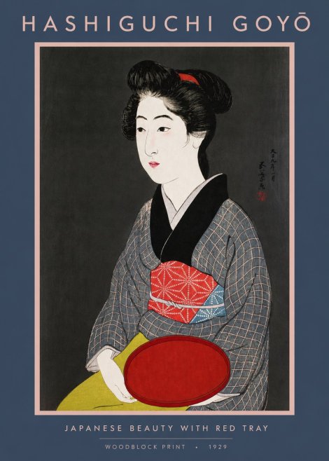Hashiguchi Goyō Japanese Beauty with Red Tray No2 - Plakat