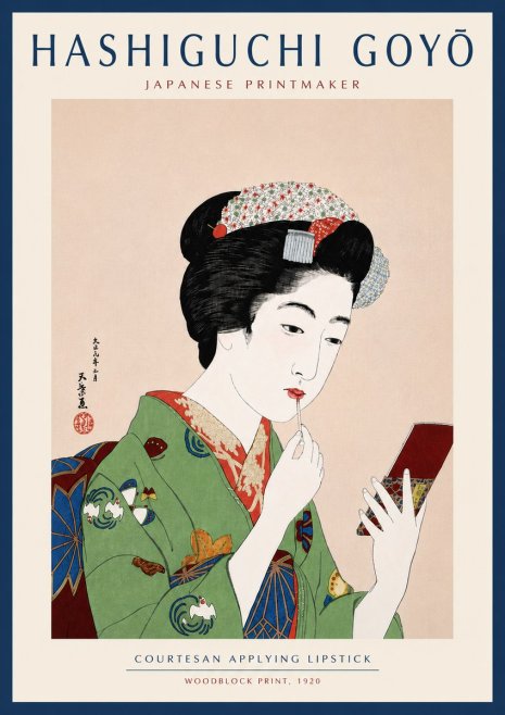 Hashiguchi Goyō Courtesan Applying Lipstick No6 - Plakat