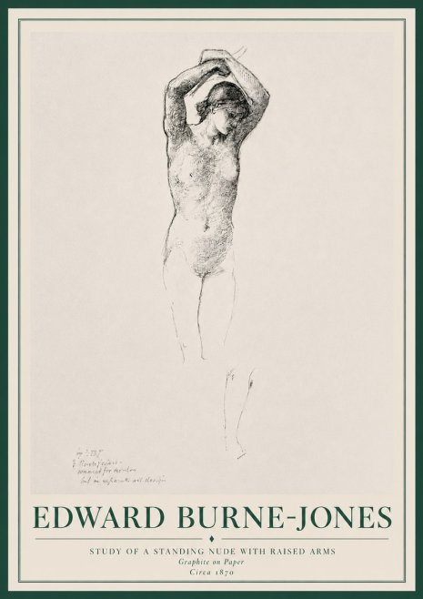 Edward Burne-Jones Standing Nude with Raised Arms (Study) No3 - Plakat