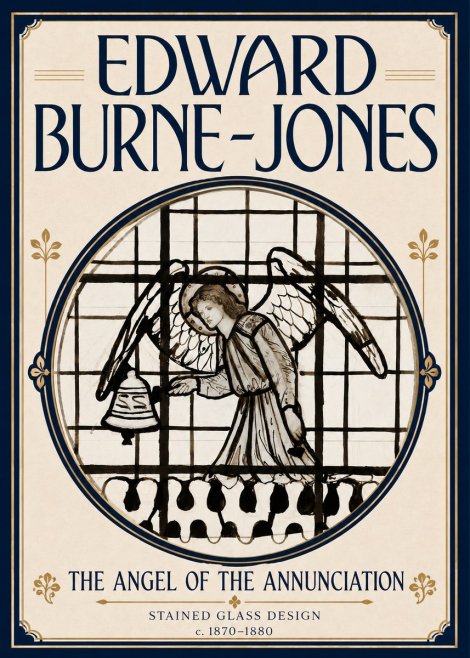 Edward Burne-Jones The Angel of the Annunciation (Stained Glass Design) No5 - Plakat